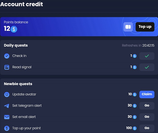 Account credit | Spot On Chain